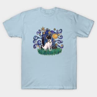 Starry Night Derivative Featuring A Smooth Fox Terrier (black/white) T-Shirt